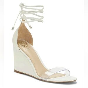 Vince Camuto Stassia White Clear Wedges Sandals